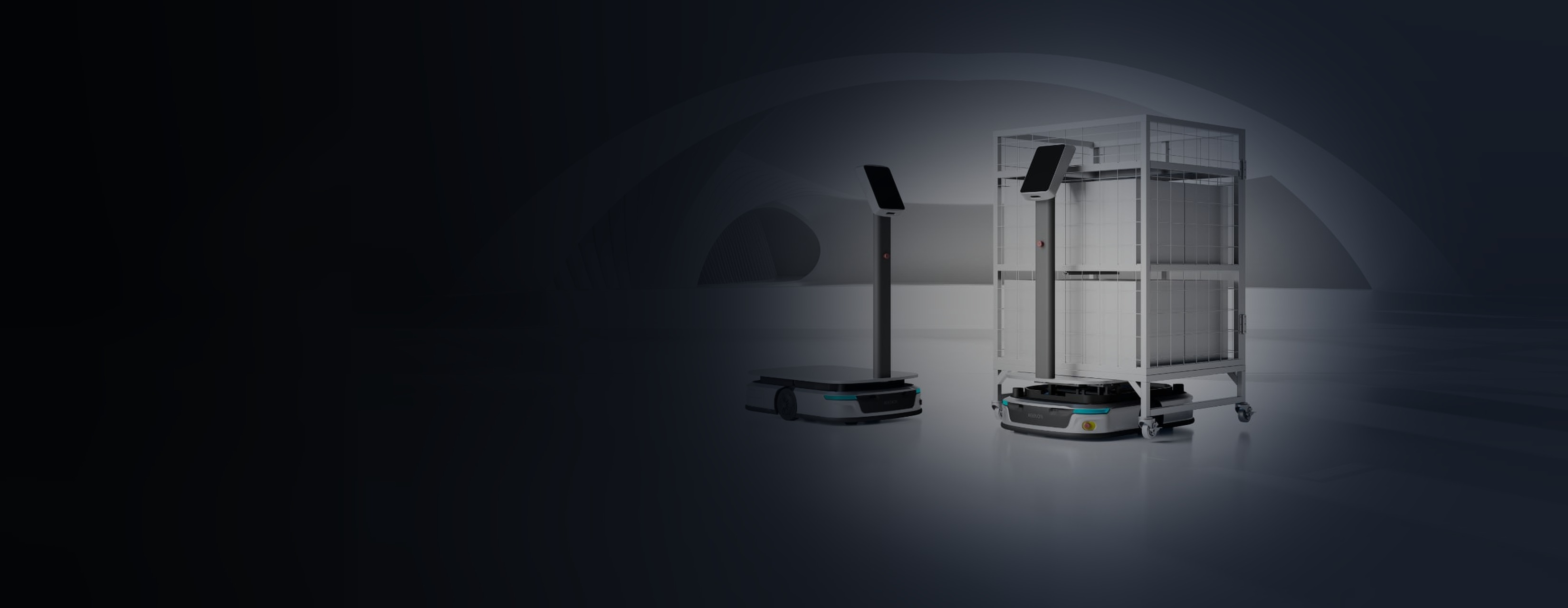 Autonómne logistické roboty Keenon S300 prepravujúce materiál
